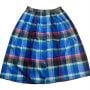 1980’s Blue Plaid Wool Button Front Semil Full A Line Skirt, Medium 28” Waist