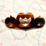 1950’s Vintage Tortoiseshell French Heart Hair Barrette, French Barrette, 2.6”