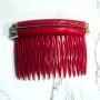 1980’s Vintage Red & Gold French Hair Comb, Handmade in Paris, Deadstock 3” Long
