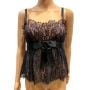 Y2K Black Lace and Peach Lined Bustier Top