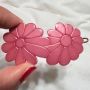 1960’s Dainty Daisy Flower Hair Clip in  Pink, Made in France, Deadstock 2.5” 