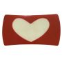 1960’s Colorblock Heart French Bar Barrette in Red & White, 2.5” Long, Deadstock