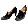 Vintage Black Kid Luxe Suede Pumps Tassel Block Heel | Handmade Spain | Size 6.5
