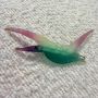 1970’s French Bird Barrette in Translucent Green & Purple, Handmade, Unworn, 4”