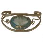 Vintage Mexican Alpaca Silver Cuff Bracelet with Inlaid Abalone Flower Detail  