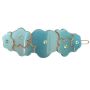 Vintage Multi Floral French Barrette in Pearlescant Blue, 3” Long, Deadstock