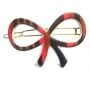 1960’s Vintage Large French Striped Bow Barrette with a Wire Clasp , Deadstock, 2.5”