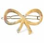 New 1960’s Vintage French Bow Barrette Pastel Yellow, Wire Clasp , Deadstock