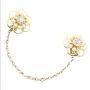 1950’s Gold Floral Sweater Clip Guard w Pearls and Brilliant Rhinestone Center
