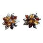 Vintage Boho Beaded Clip On Cluster Earrings in Browns w/ Silver Hardware, 1.4”