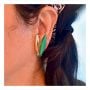 Vintage Climber Clip On Earrings in Gold & Green, Mid Century Jewelry