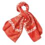 Vintage Red & White Floral Print Head Scarf, 44” Long Oblong Mod 1960’s