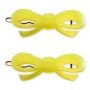 Pearlescant Yellow French Bow Barrettes Circa 1980’s, Deadstock, Pair 