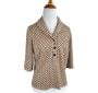 Vintage 50s Blouse, Tan and Brown Novelty Print, Spades, Jaree