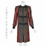 JAMES GALANOS Black & Red Silk Pleated Shift Dress SZ4 SM