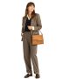 70s Camel Leather Shoulder Bag w/ Brass Detail & Flap Closure