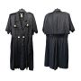 80s Navy Polka Dot Rayon Romper Dress | Military Style Wide Leg Jumpsuit | S
