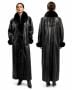 80s Leather & Real Fox Fur Full Length Coat with Genuine Snakeskin Trim