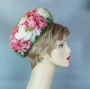 60s Pink and White Floral Pillbox Hat by Laura