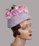 Vintage 60s Lavender Straw Hat with Pink Silk Florals and Greenery by Evelyn Varon