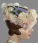 Vintage 50s Lilac Straw Shallow Crown Pillbox Hat with Silk Florals