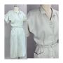 40s Pale Green Cay Artley Irish Linen Button Front Dress, B38