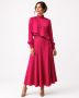 80s Italian Vintage Magenta Dark Pink Midi Skirt & Asymmetrical Blouse Set 