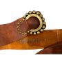 90s Distressed Leather Belt w Brass Ring Studded Buckle – Made in USA