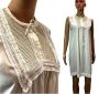 60s White Nightgown Nightie with Lace & Embroidery Bib Semi Sheer  