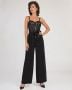Black Wide Leg Jumpsuit w Lace Beads and Sequins | XSmall