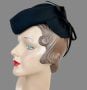 Vintage 1940s Black Tilt Hat, New York Creations