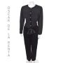 OSCAR de la RENTA for SWIRL 1970s Black Angora Knit & Velvet Jumpsuit SZ 2-4