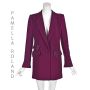 PAMELLA ROLAND Vintage Plum-Colored Wool Long Beaded Jacket SIZE 10/12 M/L