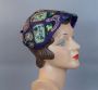 50s Purple Patchwork Cap Hat by Sally Victor