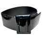 90s Y2K Wide Black Patent Leather Belt | Italy Designer Minimalist Sculptural Statement