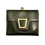 60s Avocado Green Deadstock Leather Wallet / French Purse (Kisslock Frame)