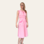 60s Keyhole Dress Pink Gingham Day Sleeveless XS 32 Bust Vintage