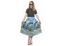 Vintage 50s Scenic Border Print Skirt S 27 Cypress Trees