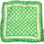 Vintage Sheer Hand Rolled Silk Polka Dot Scarf in Green and White, 16” Square