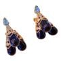 1950’s Vintage Large Black Beaded Drop Earings w/Blue Rhinestone, Clip On’s