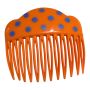 1960’s French Orange & Blue Polka Dot Hair Comb, Paris Made, Deadstock, Unworn
