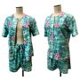 80s Tropical Cotton Shorts Top Set Pajama Lounge Beach Set S/M