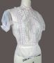 Vintage 40s - 50s Sheer Pink Nylon Blouse, Button Front, Puff Sleeves