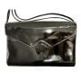 Vintage 70s Koret Black Patent Vinyl Shoulder Bag Red Interior USA
