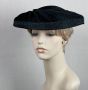 50s Black Wide Brim Platter Hat, Cocktail Hat, VFG