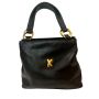 90s Black Leather Handbag Made in Italy – Gold Hardware, Designer Chic