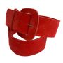 80s Red Velveteen / Faux Suede Wide Belt | 29 - 32.5'' Vegan