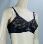 60s Black Illusion Lace Elastic Bra by Rondeau Original Lilyette, Sz 38/39B