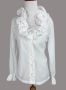 Vintage White Ruffle Neck Long Sleeve Blouse, Sz 10