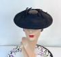 Vintage 40s Navy Blue Open Crown Tilt Circle Brim Hat by Debutante Saks Fifth Avenue